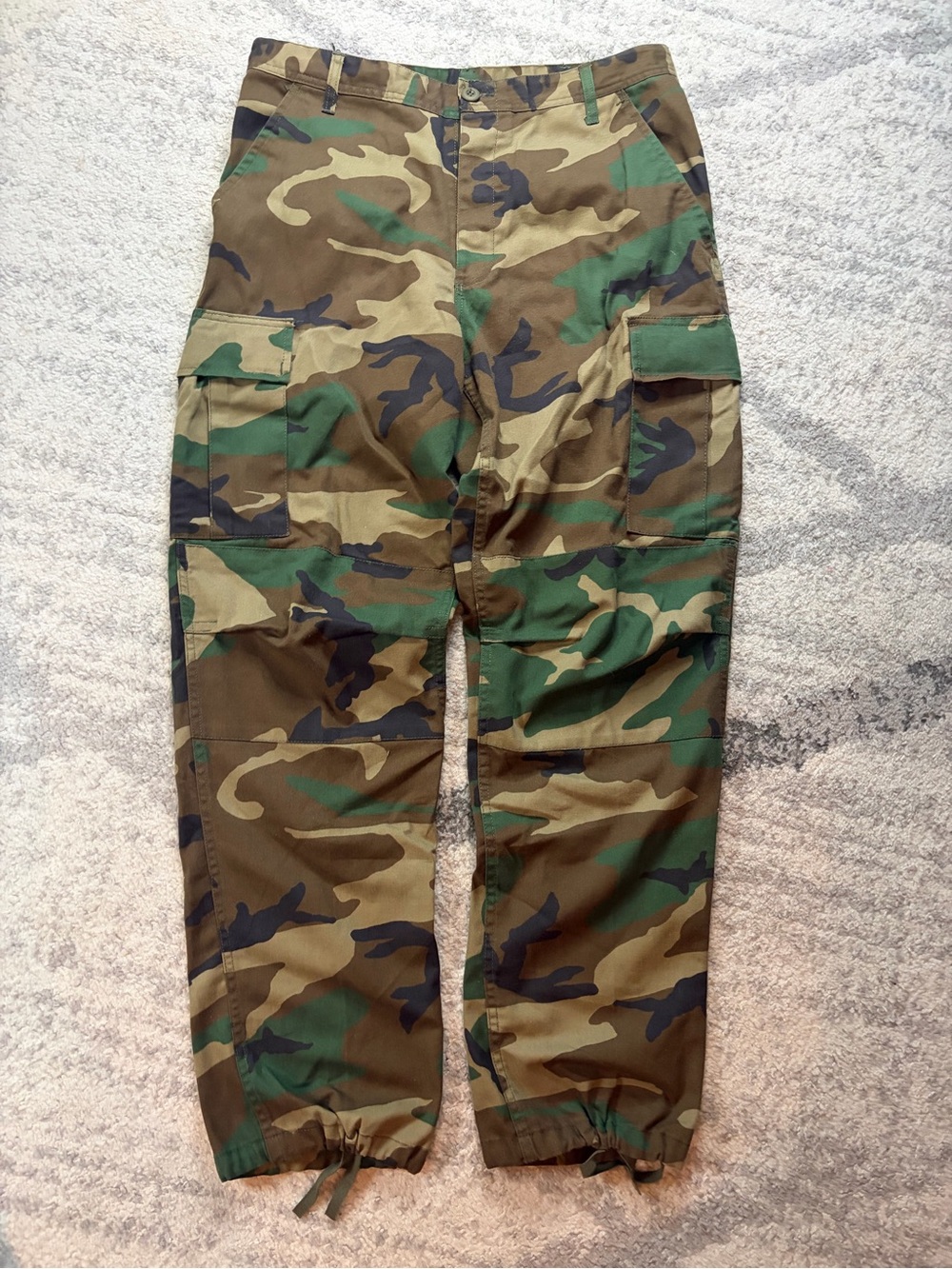 Vintage Woodland Camo Military Cargo Pants Medium Regular Y2K Utility
